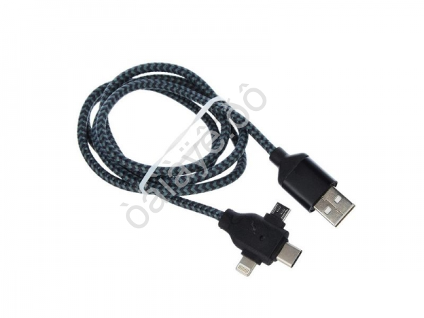 Дата-кабель универ. для зарядки 3в1, Lightning, Micro USB, Type-C, 1м, 2А, FORZA /1/10/200